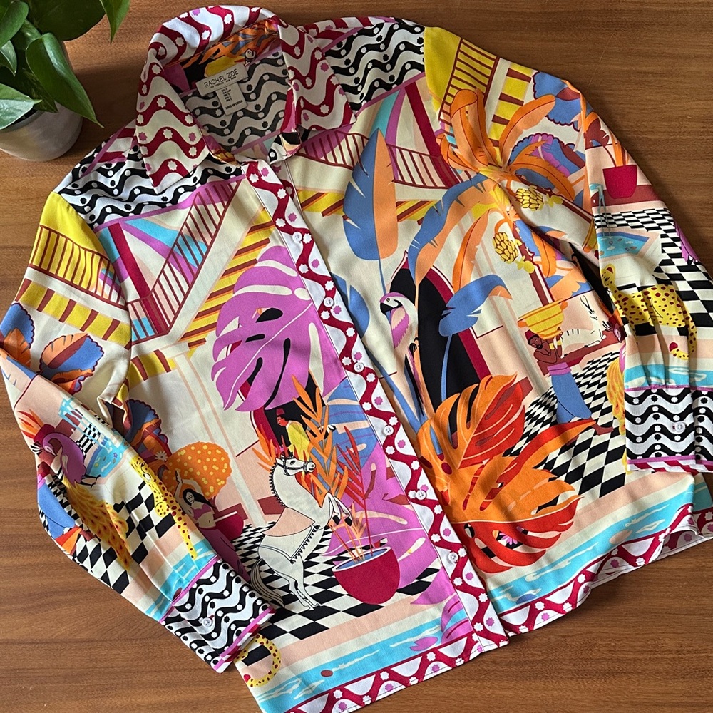 Rachel Zoe Multicolor Graphic Shirt Size Small